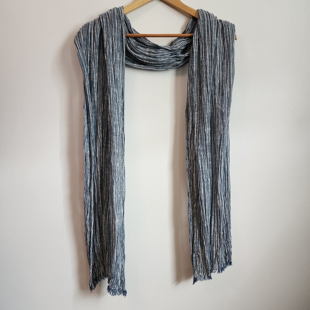 3/15 Blue and White Striped Scarf
